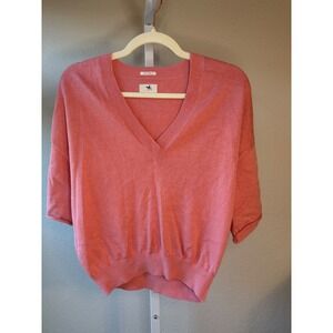 MOTHER Don't‎ Sweat It Coral Pink V Neck Dolman Sleeve Knit Sweater Top
